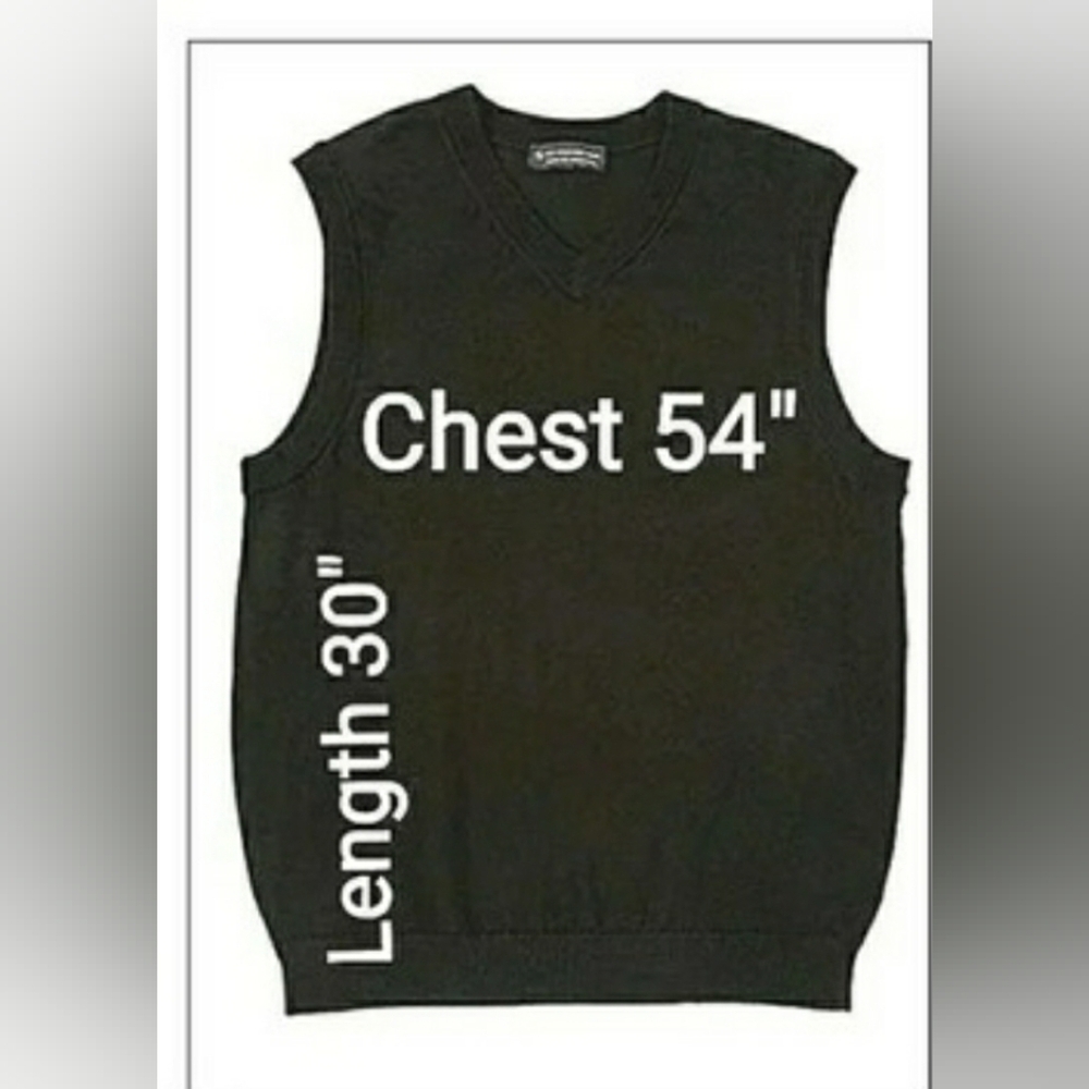 Casual Men 2XB Black Knit Marino Wool Business Casual Sweater Vest New